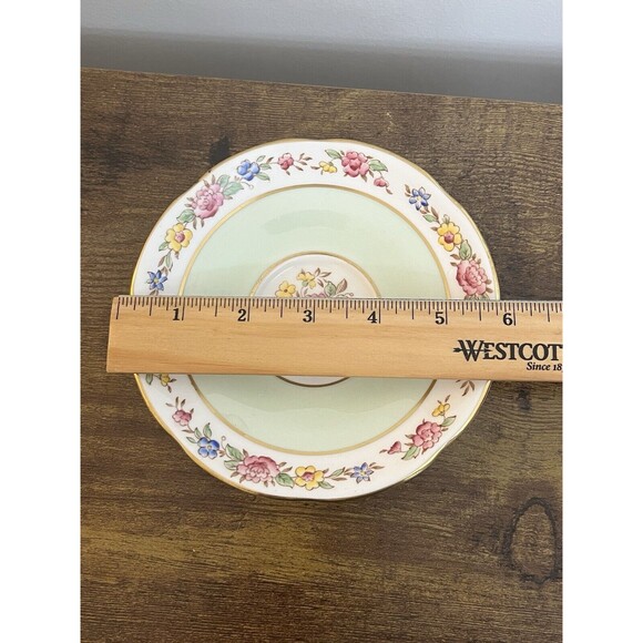 Vintage Floral Mint Green Adderley Bone China Cup and Saucer Cottagecore Classic - Picture 10 of 16